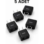 MN6 M007 Amerikan Priz Dönüştürücü Adaptör Fiş, 5 Adet Türkiye/Avrupa Fiş Uyumlu ABD Tipi Seyahat Adaptörü - Siyah