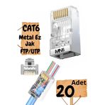 Mn6 M117Xf Cat6 Jack/20 Adet-Metal Ez/Yeni Nesil Rj45 Cat6-8P/8C Açık Uçlu/Cat6 Konnektör