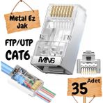 MN6 M117XF Cat6 Jack/35 Adet-Metal Ez/yeni Nesil RJ45 Cat6-8p/8c Açık Uçlu/cat6 Konnektör - Uzay Grisi