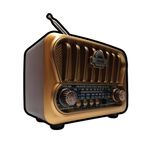 MN6 NS-09 radyo Nostaljik/TWS Destekli/Bluetoothlu Radyo/pilli radyo/Bluetooth Özelliği olan tüm TÜM Cihazlarla Uyumludur/Ahşap radyo,18650 Li-pil Antenli/Fm radyo mini radyo (Gold)