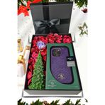 Mn6 Santa Barbara Polo Knight-Hediye Seti/İphone 14 Pro Deri Kılıf-Yılbaşı Mumu-Kalpanahtarlık-Not Zarfı