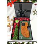 Mn6 Santa Barbara Polo Knight-Hediye Seti/İphone 14 Pro Max Deri Kılıf-Yılbaşı Mumu-Kalp Anahtarlık-Zarf