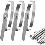 MN6 Sscb-42 Metal Kelepçe|elektrik ve Ağ Kabloları UYUMLU-4.6X200MM-30 Adet-Paslanmaz Çelik Kablo Bağı - Gümüş