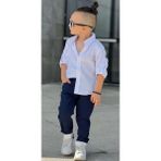 Mnk Baby Erkek Çocuk Takım Apoletli Kollu Gömlek Tarzı MNK0422 Özel Olay Temalı - Lacivert - 14 Yaş