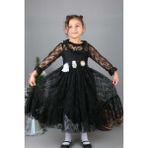 Mnk Baby & Kids Çiçek Motif Dantelli Çocuk Tesettür Elbise MNK0580 - Renkli - 8 Yaş