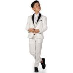 Mnk Baby & Kids Çocuk Damatlık Yaka Simli Gün Takım Elbise MNK0541 Erkek Çocuk İçin Şık Seçim - 6 Yaş - Açık Ekru