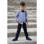Mnk Baby & Kids Ekose Desen Askılı Pantolon Takım Erkek Çocuk 2 Yaş Özel Olay için MNK0436 - Lacivert