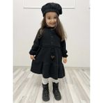 Mnk Baby & Kids Kaşe Kumaş Şapkalı Kız Çocuk Elbise MNK0559 - 3 - 4 Yaş - Siyah