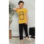 Mnk Baby & Kids Kısa Kol Tişört , Uzun Pantolon Erkek Çocuk Pijama M00672 - 6 Yaş - Sarı