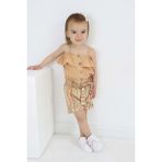 Mnk Baby & Kids Kız Çocuk Askılı Şortlu Pamuklu Yazlık Takım TF7322 - 2 Yaş - Kahve - Bej