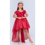 Mnk Baby & Kids Kız Çocuk Düşük Omuz Detaylı Işıltılı Prenses Elbisesi M00760 - 7 - 8 Yaş - Kırmızı
