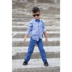 Mnk Baby & Kids Kız Çocuk Ekose Desen Askılı Pantolon Takım MNK0436 1 Yaş Özel Olay - İndigo