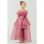 Mnk Baby & Kids Kız Çocuk Organze Tül Çiçek ve Fiyonk Detaylı Gipe Sırtlı Prenses Abiye Elbise M00800 - 7 - 8 Yaş - Gül Kurusu