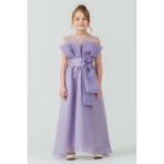 Mnk Baby & Kids Kız Çocuk Organze Tül Çiçek ve Fiyonk Detaylı Gipe Sırtlı Prenses Abiye Elbise M00800 - 7 - 8 Yaş - Lila