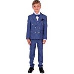 Mnk Baby & Kids Mavi Kruvaze Italyan Kesim Montero Erkek Çocuk Takım Elbise MNK5689 Regular Fit - 11 Yaş