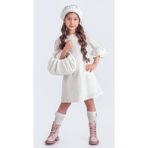 Mnk Baby & Kids Miss Chloé Kız Çocuk Fransız Bere, Çanta, Çorap ve Elbise Takım M00704 - Beyaz - 4 Yaş