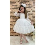 Mnk Baby & Kids MNK Kız Çocuk Elbise Dantel Tokalı Beyaz Katkat Prenses Stilinde Özel Günler İçin Tasarlandı - 6 Yaş