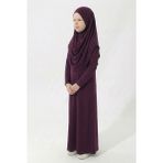 Mnk Baby & Kids Pratik Başörtülü Kız Çocuk Namaz Elbisesi M00789 - Mürdüm - 7 - 8 Yaş