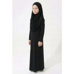 Mnk Baby & Kids Pratik Başörtülü Kız Çocuk Namaz Elbisesi M00789 - Siyah - 11 - 12 Yaş