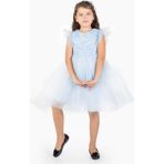 Mnk Baby & Kids Roza Dantel Tütü Kız Çocuk Abiye Elbise MNK0546 - Bebe Mavi - 5 Yaş - Bebe Mavisi