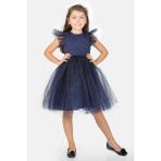 Mnk Baby & Kids Roza Dantel Tütü Kız Çocuk Abiye Elbise MNK0546 - Lacivert - 4 Yaş