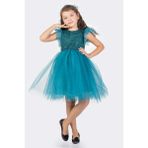 Mnk Baby & Kids Roza Dantel Tütü Kız Çocuk Abiye Elbise MNK0546 - Mavi - 4 Yaş