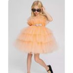 Mnk Baby & Kids Saten Kumaş , Tütülü Nimfea Kız Çocuk Abiye Elbise MNK0597 - 6 Yaş - Somon