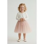 Mnk Baby & Kids Triko Bolerolu Bel Çiçekli Kız Bebek Elbise M00773 - 3 Yaş - Koyu Pembe