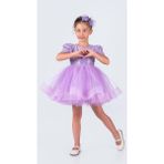 Mnk Baby & Kids Tütü Gren Etekli Kız Çocuk Pul Payetli Kısa Kol Kikidi Elbise MNK0601 - 11 - 12 Yaş - Lila