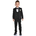Mnk Baby Yelekli Spor Kesim Erkek Çocuk Damatlık - 12 Yaş - Siyah - Beyaz