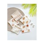 Mnk Baby&Kids 5'li Müslin Desenli Bebek Ağız Mendili Çıtçıtlı Mama Önlüğü M00750 KAHVERENGİ