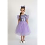 Mnk Baby&Kids Balon Kol Pul Payet Kız Çocuk Tütü Elbise M00751 LİLA