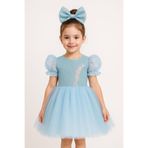 Mnk Baby&Kids Balon Kol Pul Payet Kız Çocuk Tütü Elbise M00751 MAVİ