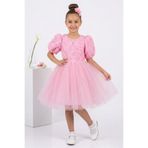 Mnk Baby&Kids Luvia Kısa Kol Kız Tütü Abiye Elbise M00811 PEMBE