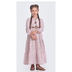Mnk Baby&Kids Müslin Kumaş Kız Çocuk Uzun Kol Tesettür Elbise AÇIK PEMBE M00705