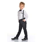 Mnk Baby&Kids Oxford Gömlek Uzun Pantolon Erkek Çocuk Takımı BEYAZ - SİYAH MNK0302