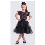 Mnk Baby&Kids Pul Payet Katkat Tütü Etekli Kız Çocuk Elbise Siyah - Pembe M00722