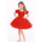 Mnk Baby&Kids Rosali Lase Detay Kız Tütü Abiye Elbise M00803 KIRMIZI