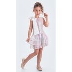 Mnk Baby&Kids Yaka Fiyonk Işıltılı Pul Payet Kumaş Kız Çocuk Abiye Elbise M00702 EKRU