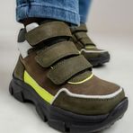 Mnpc 23K4B9756 Haki Hakiki Deri Anatomik Erkek Çocuk Trekking Bot
