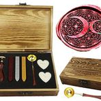 MNYR Moons Stars Earth Wax Seal Damga Mum Çubukları Mum Ahşap Hediye Kutusu Seti Kaşık Seti - Hediye Paketi, Zarflar, Kutular, Kartlar, Harf Süslemesi için İdeal Mühür Damga