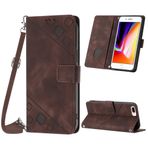 Mo-Beauty iPhone 8 Plus/iPhone 7 Plus/iPhone 6S Plus/iPhone 6 Plus (5.5 inç) ile kılıf, poliüretan deri kapaklı çapraz vücut cep telefonu kılıfı, ayarlanabilir çıkarılabilir kolye - kahverengi