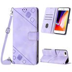 Mo-Beauty iPhone 8 Plus/iPhone 7 Plus/iPhone 6S Plus/iPhone 6 Plus (5.5 inç) ile kılıf, poliüretan deri kapaklı çapraz vücut cep telefonu kılıfı, ayarlanabilir çıkarılabilir kolye, lila