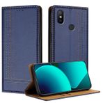 Mo-Beauty Kılıf Xiaomi Mi 6X / A2 için, Deri Kapaklı Cüzdan Kılıf Xiaomi A2 için Kart Yuvalı Görüntüleme Standlı Darbeye Dayanıklı Manyetik Kilitli - Mavi