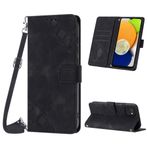 Mo-Beauty Samsung Galaxy A03 kılıfı, poliüretan deri kapaklı çapraz askılı cep telefonu kılıfı, ayarlanabilir çıkarılabilir kolye [ayak] [kart bölmesi] [mıknatıs] Samsung A03 için koruyucu kılıf -