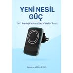 Mo Dou 15W Magsafe Uyumlu Kablosuz Araç İçi Şarj Ve Telefon Tutucu | 2'Si 1 Arada, Hızlı Şarj, Izgara Tipi