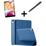 Mobaxaksesuar Apple iPad 11.nesil A16 11INÇ/10.NESIL 10.9inç Kılıf Set Pu Deri Smart Tablet Kilifi Ekran Koruyucu + Kalem - iP 11/10.Nesil A16 - Petrol Mavi
