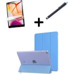 MobaxAksesuar Apple iPad 2 3 4 Kılıf Set Pu Deri Smart Tablet Kilifi Ekran Koruyucu + Kalem - iP 2-3-4 - Mavi