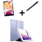 MobaxAksesuar Apple iPad 7. 8. 9. Nesil 10.2" Kılıf Set Pu Deri Smart Tablet Kilifi Ekran Koruyucu + Kalem - iP 7/8/9.Nesil - Lavendery Gray