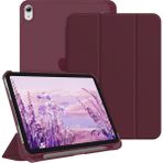 MobaxAksesuar Apple iPad Air 11inç M2/M3 Air 4/5.Nesil 10.9 Kılıf PU Deri Smart Standlı Case 2025-2024 Flip - Şarap Kırmızı - iP Air 11inç/Air4/5 Flip